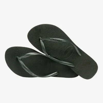 Tongs Havaianas Slim vert olive 4000030-4896 à brides fines et semelle en caoutchouc