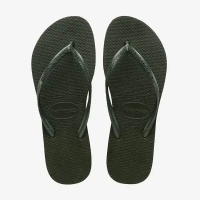 Tongs Havaianas Slim vert olive 4000030-4896 à brides fines et semelle en caoutchouc
