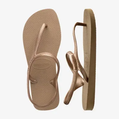 Sandales Havaianas Flash Urban rose doré 4000039-3581 à brides fines avec maintien arrière et semelle plate