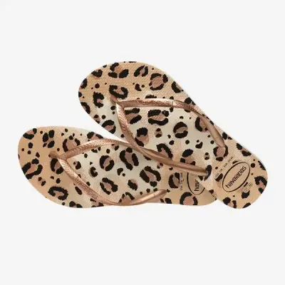 Tongs Havaianas Slim Animals beige 4103352-6516 avec imprimé animal et brides fines