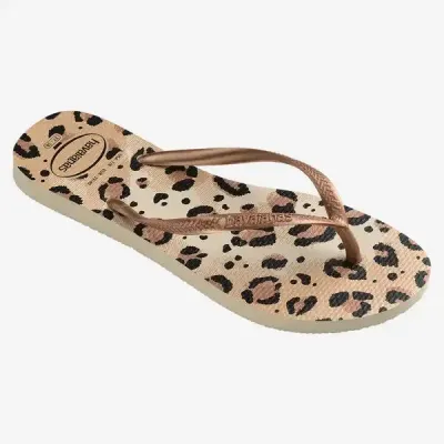 Tongs Havaianas Slim Animals beige 4103352-6516 avec imprimé animal et brides fines