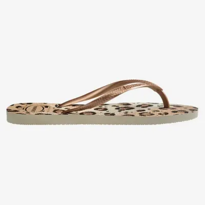 Tongs Havaianas Slim Animals beige 4103352-6516 avec imprimé animal et brides fines
