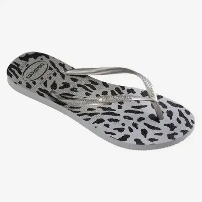 Tongs Havaianas Slim Animals grises 4103352-9320 avec imprimé animal et brides fines