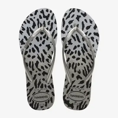 Tongs Havaianas Slim Animals grises 4103352-9320 avec imprimé animal et brides fines