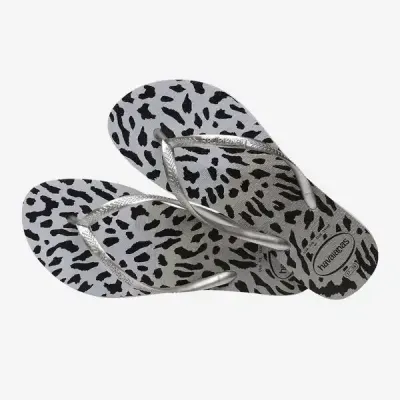Tongs Havaianas Slim Animals grises 4103352-9320 avec imprimé animal et brides fines