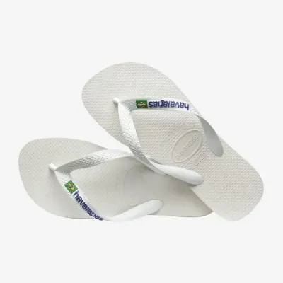 Tongs Havaianas Brasil Logo blanches 4110850-0001 avec drapeau brésilien