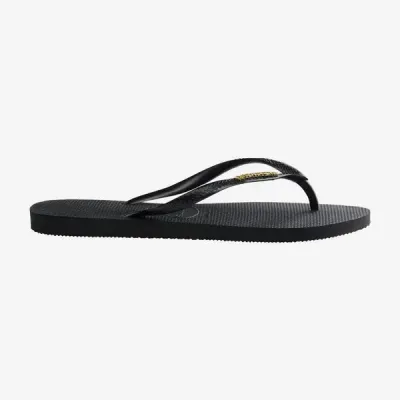 Tongs Havaianas Slim Logo Metallic noires 4119875-1924 avec brides fines et logo métallique Zamak