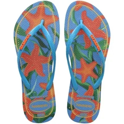 Tongs enfant Havaianas Kids Slim Tropical bleues 4122111-0212 à imprimé tropical