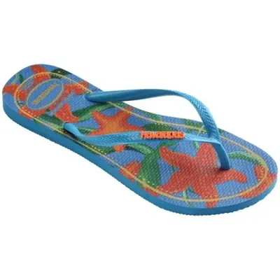 Tongs enfant Havaianas Kids Slim Tropical bleues 4122111-0212 à imprimé tropical