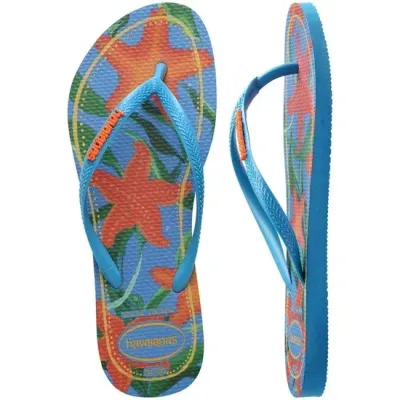 Tongs enfant Havaianas Kids Slim Tropical bleues 4122111-0212 à imprimé tropical