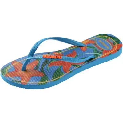 Tongs enfant Havaianas Kids Slim Tropical bleues 4122111-0212 à imprimé tropical