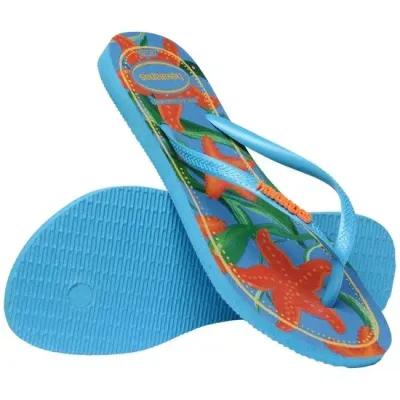 Tongs enfant Havaianas Kids Slim Tropical bleues 4122111-0212 à imprimé tropical