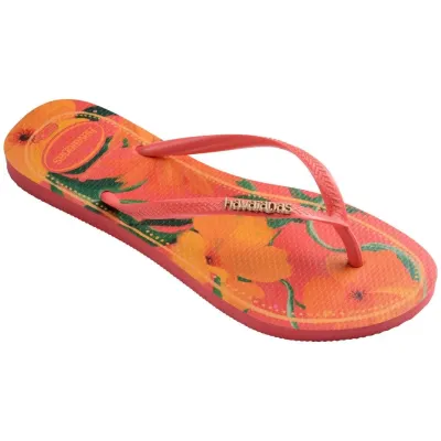 Tongs enfant Havaianas Kids Slim Tropical orange 4122111-9260 à imprimé tropical