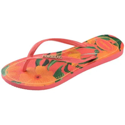 Tongs enfant Havaianas Kids Slim Tropical orange 4122111-9260 à imprimé tropical