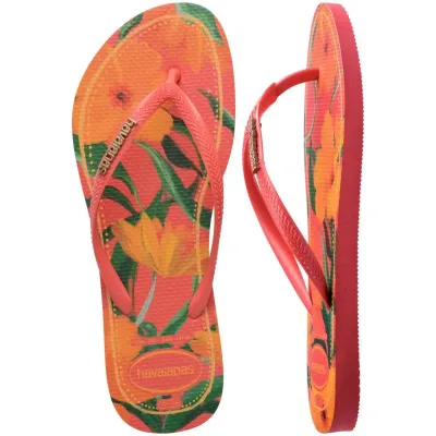 Tongs enfant Havaianas Kids Slim Tropical orange 4122111-9260 à imprimé tropical