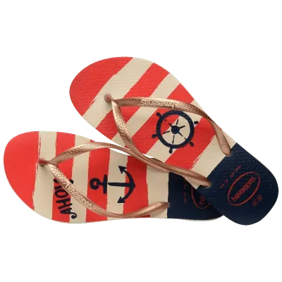 Tongs Havaianas Slim Nautical multicolores 4137125-8430 à brides fines avec semelle en caoutchouc