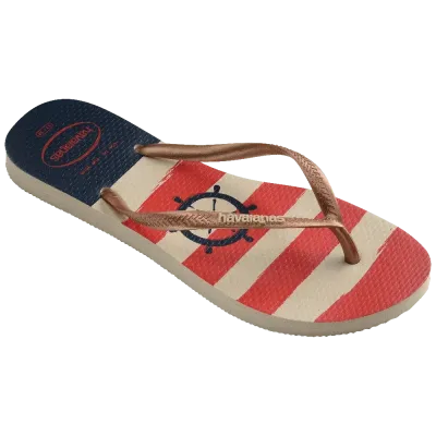 Tongs Havaianas Slim Nautical multicolores 4137125-8430 à brides fines avec semelle en caoutchouc