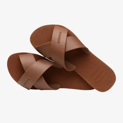 Sandales Havaianas Aqua marron 4148806-1976 avec larges brides croisées en X et semelle en caoutchouc