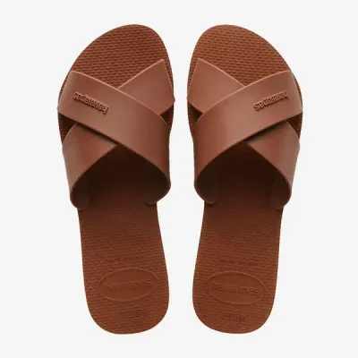 Sandales Havaianas Aqua marron 4148806-1976 avec larges brides croisées en X et semelle en caoutchouc