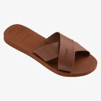 Sandales Havaianas Aqua marron 4148806-1976 avec larges brides croisées en X et semelle en caoutchouc