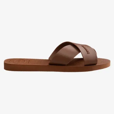 Sandales Havaianas Aqua marron 4148806-1976 avec larges brides croisées en X et semelle en caoutchouc