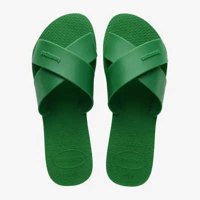 Sandales Havaianas Aqua vertes 4148806-2703 avec larges brides croisées en X et semelle en caoutchouc