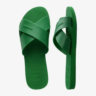 Sandales Havaianas Aqua vertes 4148806-2703 avec larges brides croisées en X et semelle en caoutchouc