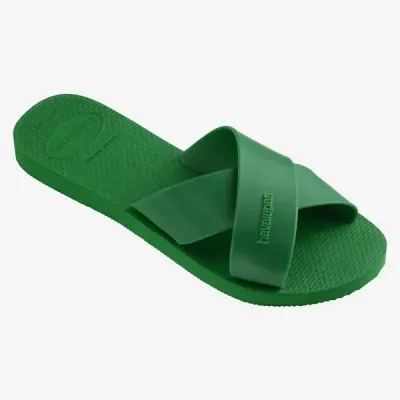 Sandales Havaianas Aqua vertes 4148806-2703 avec larges brides croisées en X et semelle en caoutchouc