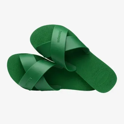 Sandales Havaianas Aqua vertes 4148806-2703 avec larges brides croisées en X et semelle en caoutchouc