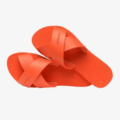 Sandales Havaianas Aqua orange 4148806-5568 avec larges brides croisées en X et semelle en caoutchouc