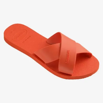 Sandales Havaianas Aqua orange 4148806-5568 avec larges brides croisées en X et semelle en caoutchouc