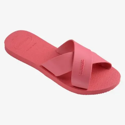 Sandales Havaianas Aqua roses 4148806-7600 avec larges brides croisées en X et semelle en caoutchouc