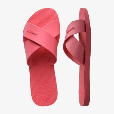 Sandales Havaianas Aqua roses 4148806-7600 avec larges brides croisées en X et semelle en caoutchouc