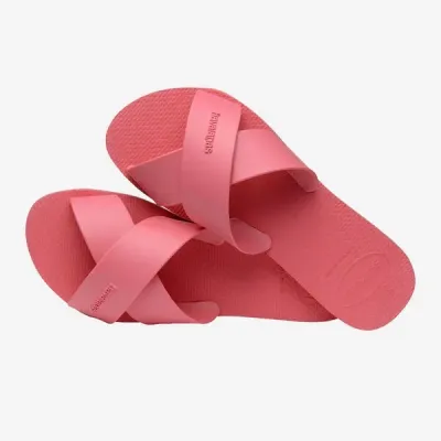 Sandales Havaianas Aqua roses 4148806-7600 avec larges brides croisées en X et semelle en caoutchouc