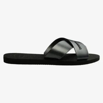 Sandales Havaianas Aqua Metallic noires 4148866-0090 avec brides croisées en X et finition métallisée