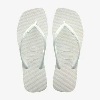 Tongs Havaianas Square blanches 4148301-0001 à bout carré avec brides fines et semelle en caoutchouc