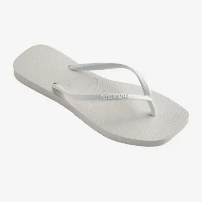 Tongs Havaianas Square blanches 4148301-0001 à bout carré avec brides fines et semelle en caoutchouc
