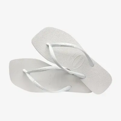 Tongs Havaianas Square blanches 4148301-0001 à bout carré avec brides fines et semelle en caoutchouc