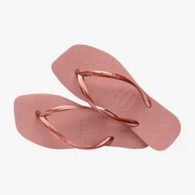 Tongs Havaianas Square roses 4148301-3544 à bout carré avec brides fines et semelle en caoutchouc
