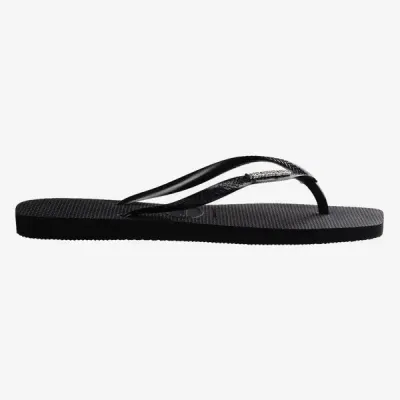 Tongs Havaianas Square Logo Metallic noires 4148257-2976 à bout carré avec brides fines et logo métallique