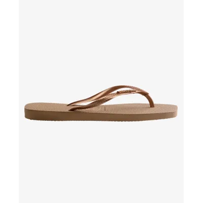Tongs Havaianas Square Logo Metallic beige 4148257-5282 à bout carré avec brides fines et logo métallique