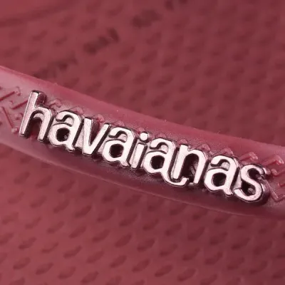Tongs Havaianas Square Logo Metallic rouges 4148257-9339 à bout carré, brides fines pailletées et logo métallique