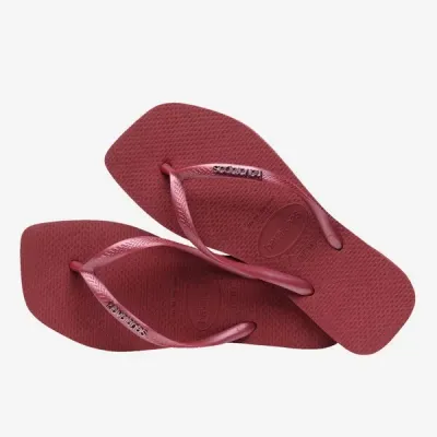 Tongs Havaianas Square Logo Metallic rouges 4148257-9339 à bout carré, brides fines pailletées et logo métallique