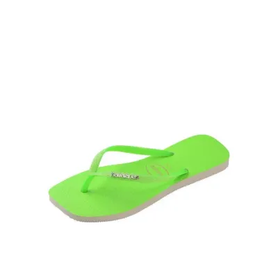 Tongs Havaianas Slim Square Glitter Neon vert lime 4148927-1496 à bout carré avec brides pailletées