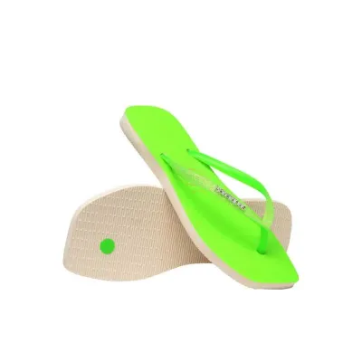 Tongs Havaianas Slim Square Glitter Neon vert lime 4148927-1496 à bout carré avec brides pailletées