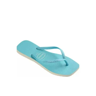Tongs Havaianas Slim Square Glitter Neon bleues 4148927-8747 à bout carré avec brides pailletées