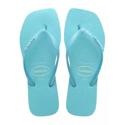 Tongs Havaianas Slim Square Glitter Neon bleues 4148927-8747 à bout carré avec brides pailletées
