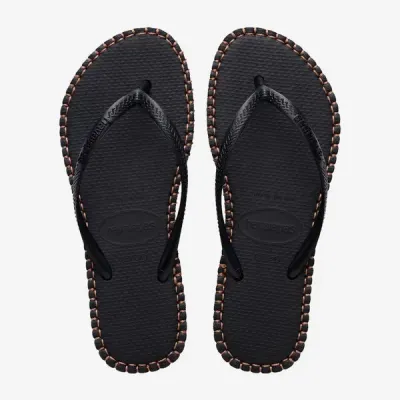 Havaianas Flatform Loop Slim noires 4149928-0090 à semelle plateforme bicolore et brides fines