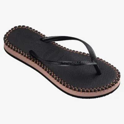 Havaianas Flatform Loop Slim noires 4149928-0090 à semelle plateforme bicolore et brides fines