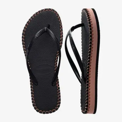 Havaianas Flatform Loop Slim noires 4149928-0090 à semelle plateforme bicolore et brides fines